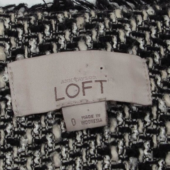 Loft Womens Double Breasted Tweed Blazer Size 0 Black White Preppy Office Work - Picture 5 of 10